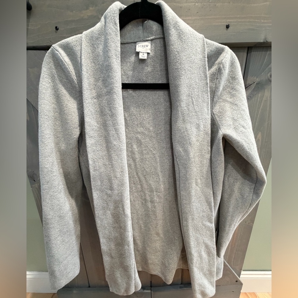 Classic J. Crew Open Front Cardigan Sweater in a Soft Light Gray